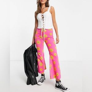 NWT Free People Youthquake Printed Crop Flare Jeans - Lipstick Combo - Size 26